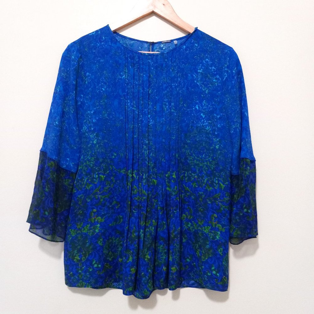 ELIE TAHARI Women's Silk Bell Sleeve Blouse Top Casual Career Size S